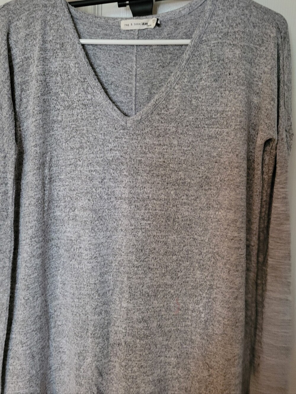 V-Neck Heathered Gray Knit Top